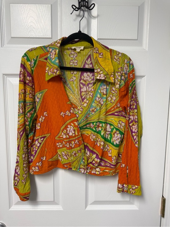 Haute Hippie Tops - Haute Hippie Orange Floral Collared Wrap Jacket